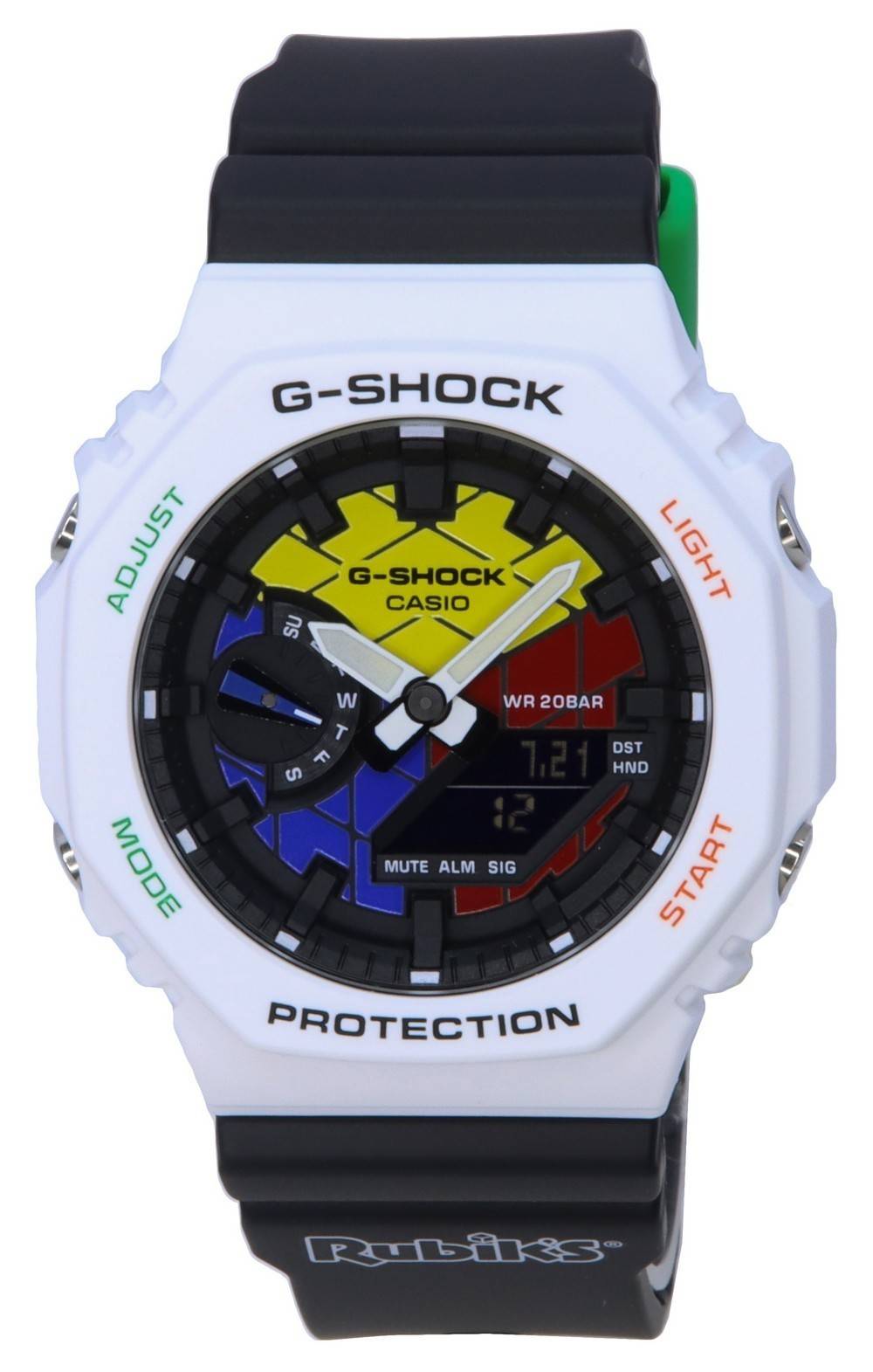 卡西欧 RUBIK'S x G-Shock 限量版模拟数字彩色表盘石英 GAE-2100RC-1A GAE2100RC1 200M 男士手表