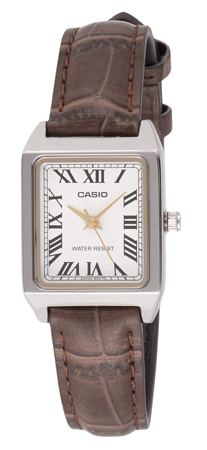 Casio Standard Analog Chrome Plated Leather Strap White Dial Quartz Ltp V007l 7b2 Womens Watch 1182