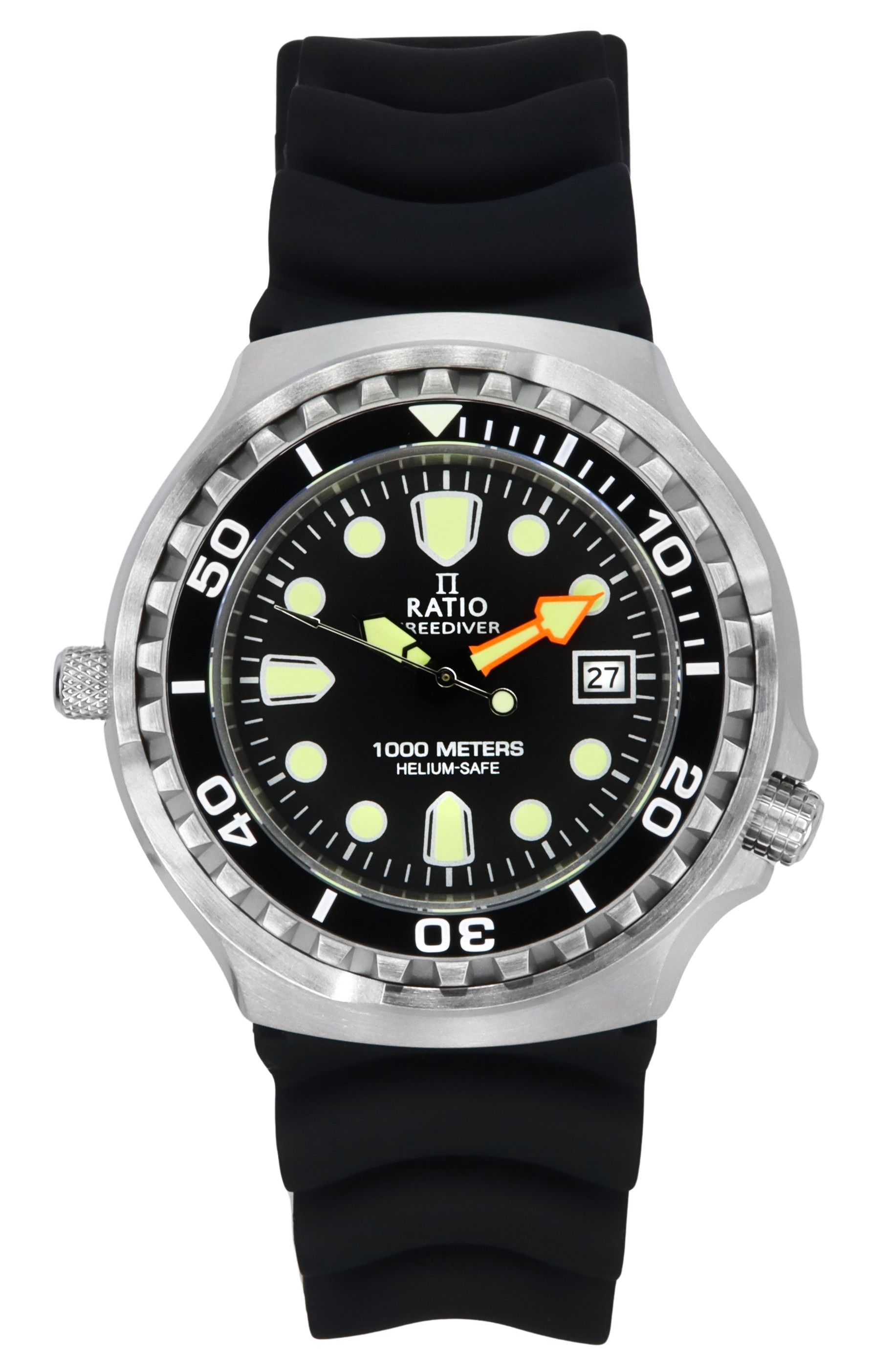 Ratio FreeDiver Version 02 Helium Safe 1000M Sapphire Quartz Black Dial 1038EF102V-BLK-V02 Men's Watch