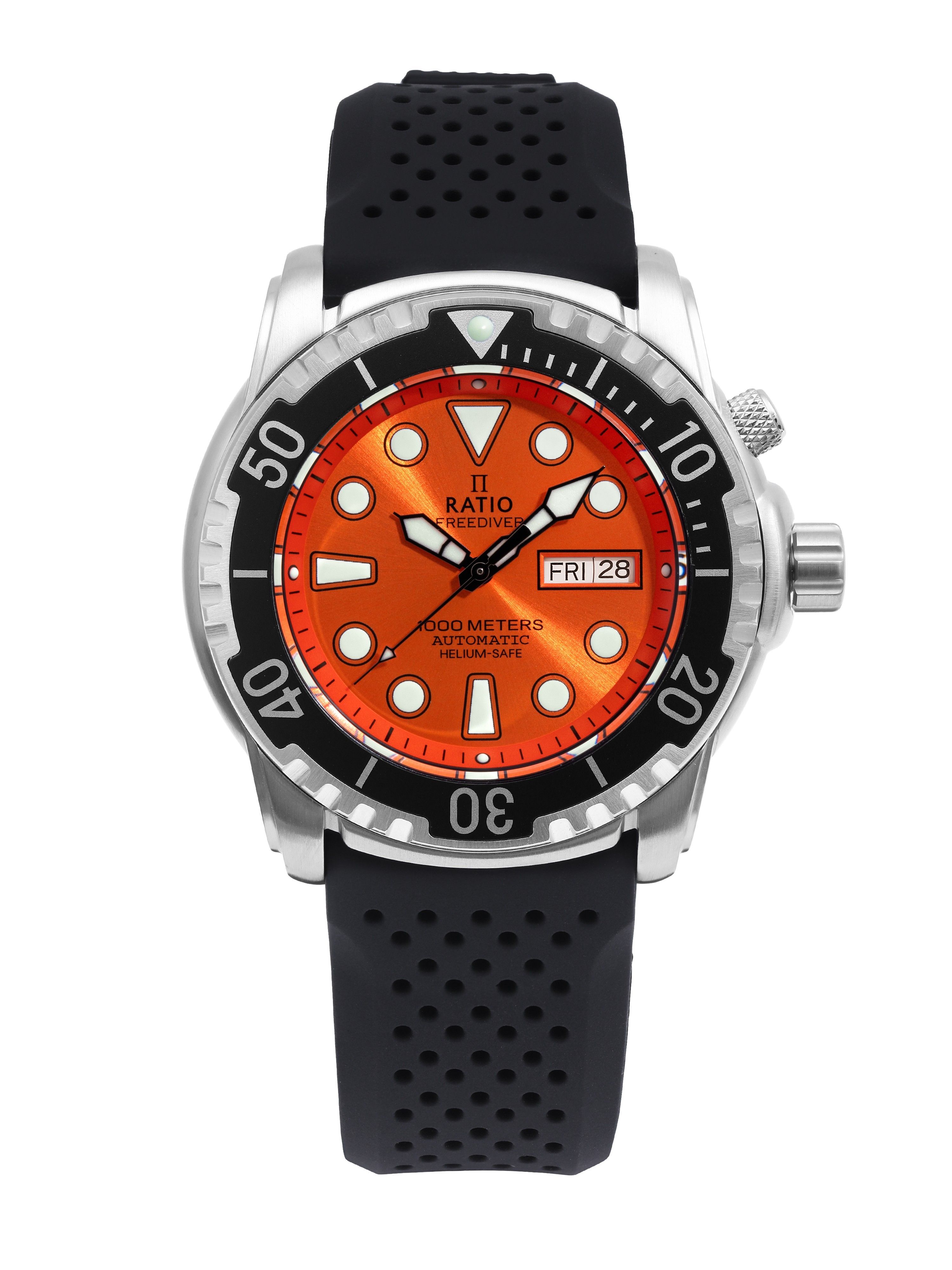 Ratio FreeDiver Helium-Safe 1000M Sapphire Automatic 1068HA90-34VA-ORG Men's Watch