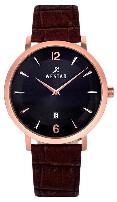 Westar Profile Leather Strap Black Dial Quartz 50219PPN623 Men's Watch