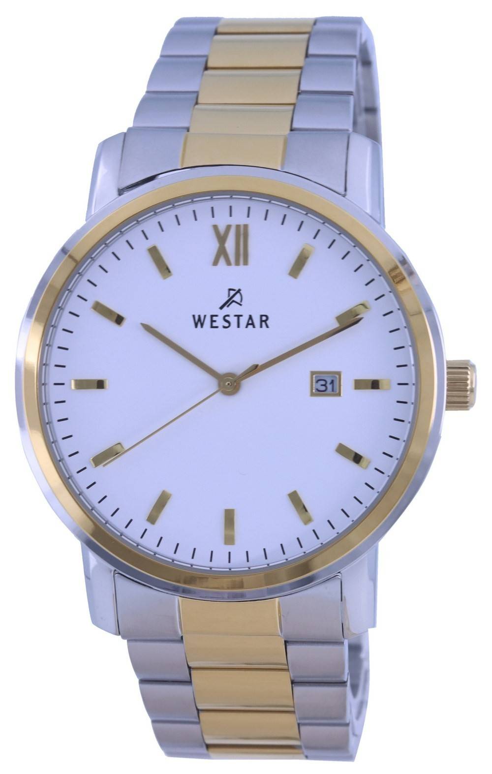 Westar White Dial Two Tone Stainless Steel Quartz 50245 CBN 101 Men's Watch