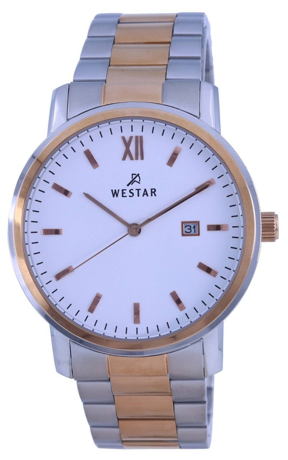 Westar White Dial Two Tone Stainless Steel Quartz 50245 SPN 601 Men's Watch