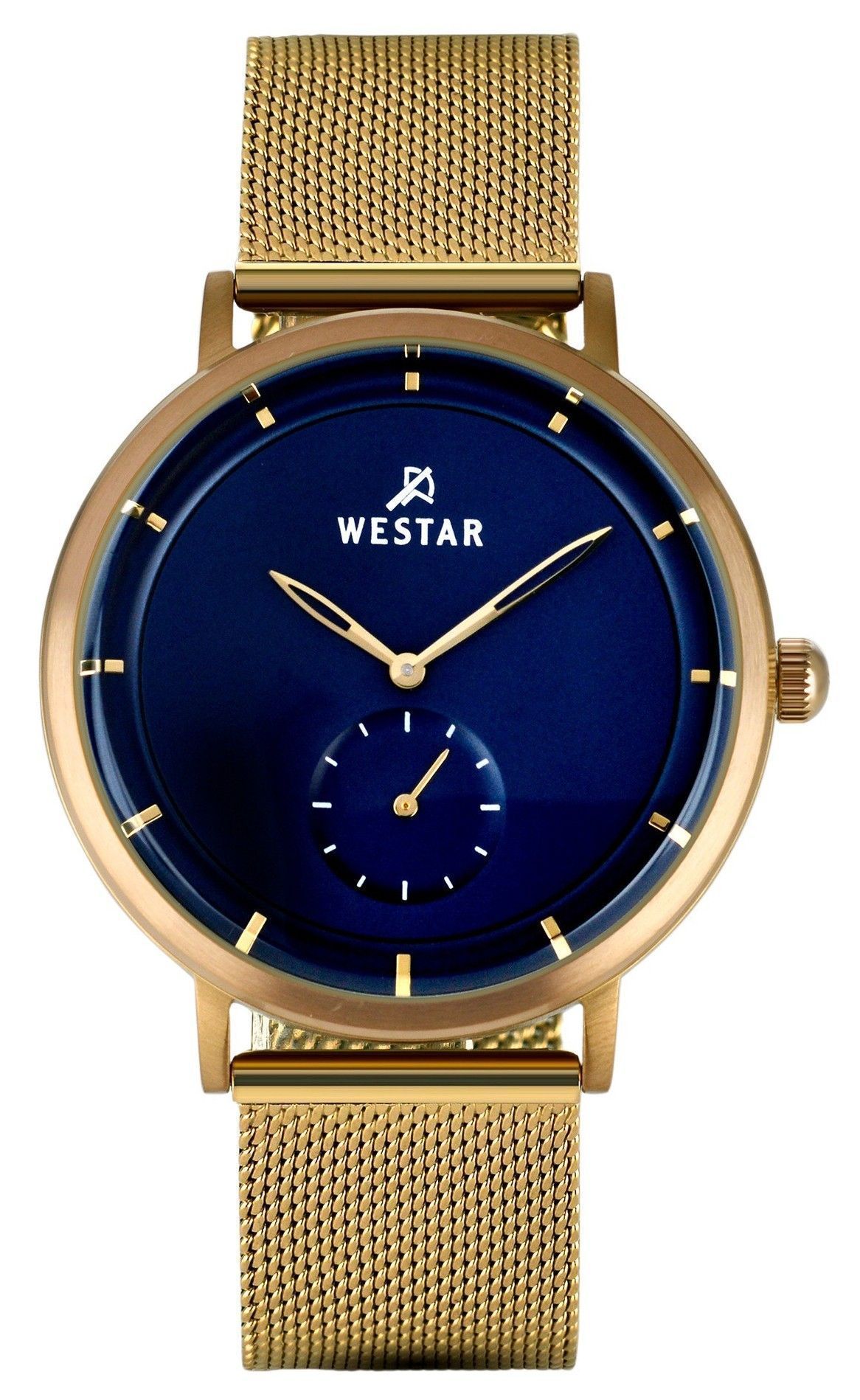 Westar Profile Gold Tone Stainless Steel Blue Dial Quartz 50247BZZ104 Men's Watch