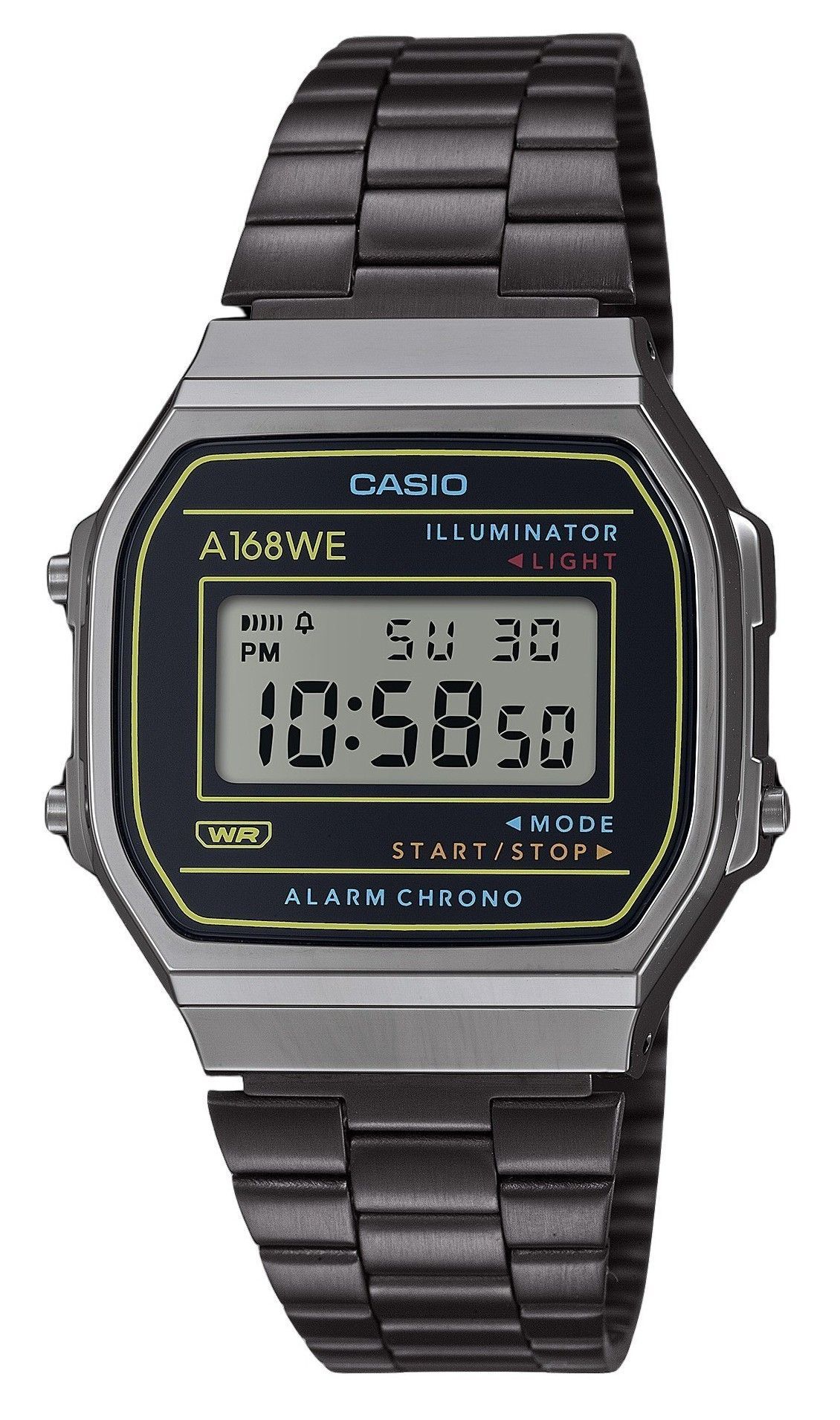 Casio Vintage Heritage Colors Stainless Steel Black Dial Quartz A168WEHB-1A Unisex Watch