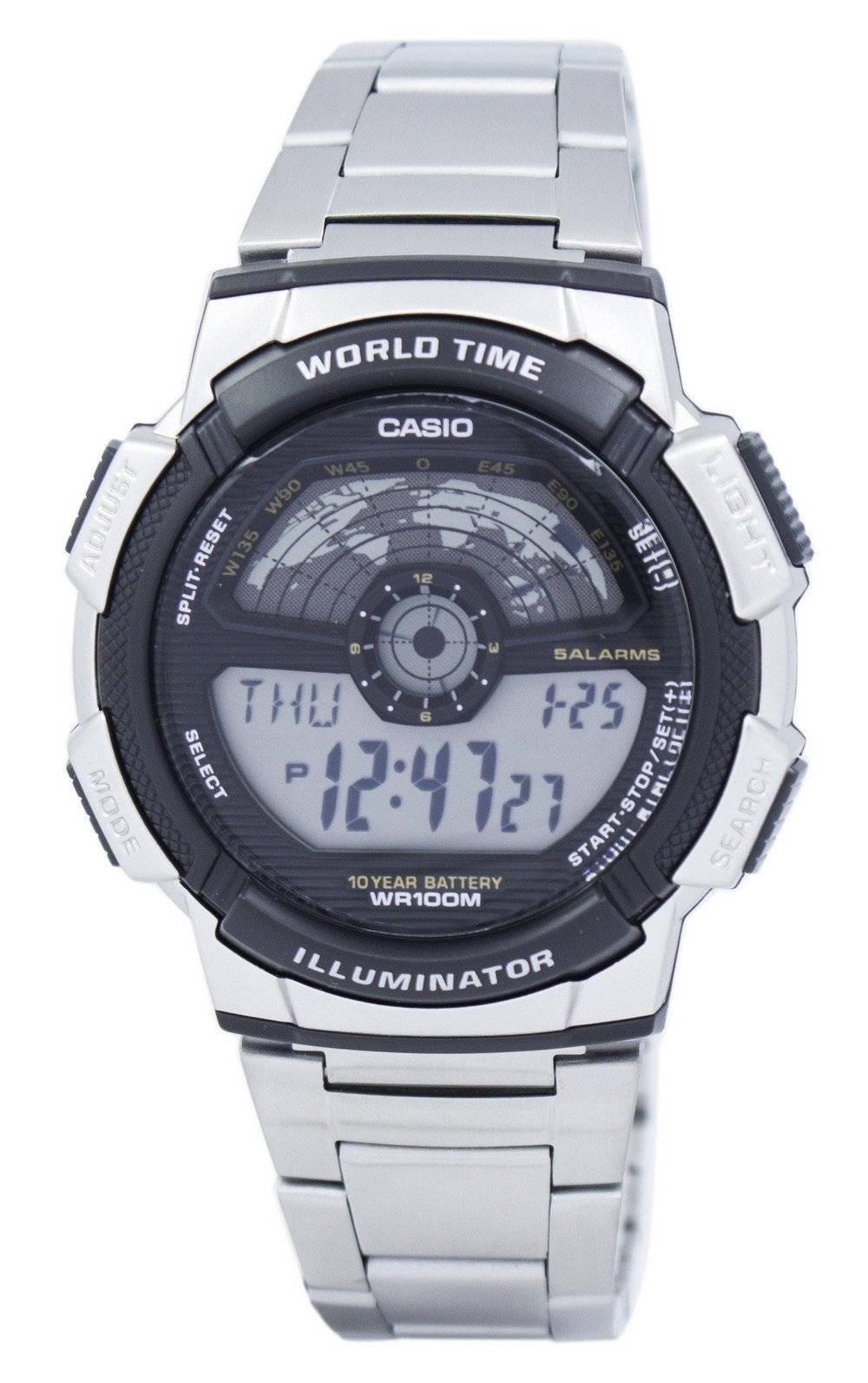 Casio Youth Illuminator World Time Digital AE-1100WD-1AV AE1100WD-1AV ...