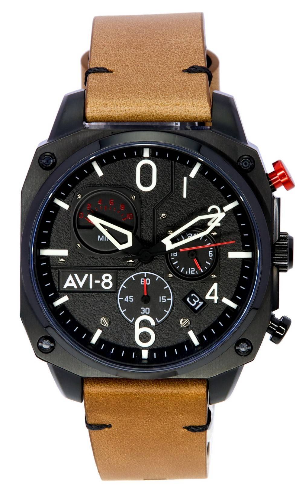 AVI-8 Hawker Hunter Charcoal Ember Brown Retrograde Chronograph Quartz AV-4052-02 Men's Watch