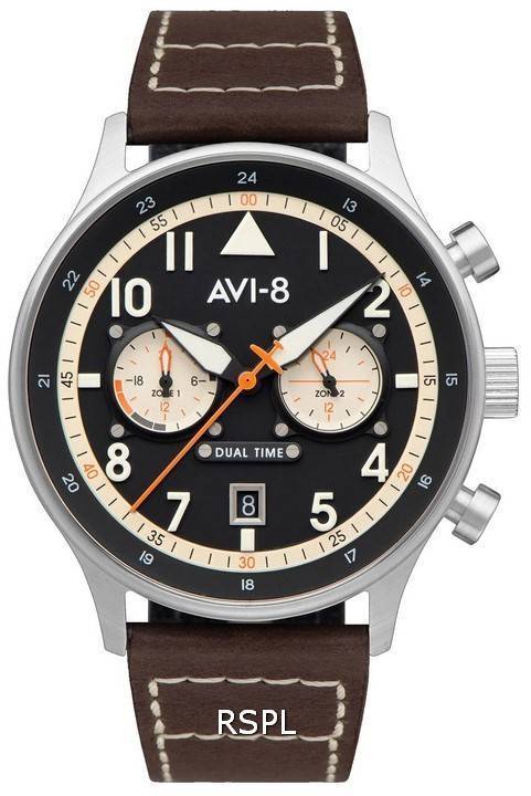 AVI-8 Hawker Hurricane Carey Dual Time Manston Black Dial Quartz AV-4088-01 Men's Watch