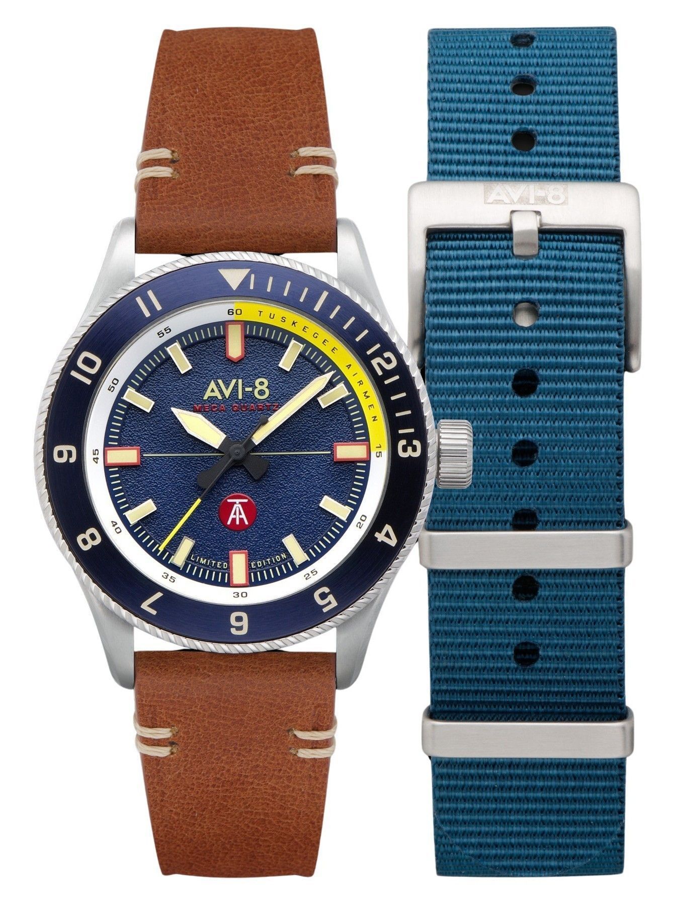 AVI-8 Flyboy Tuskegee Airmen Meca-Quartz Limited Edition Lucera Blue Dial AV-4103-02 Men's Watch With Extra Strap