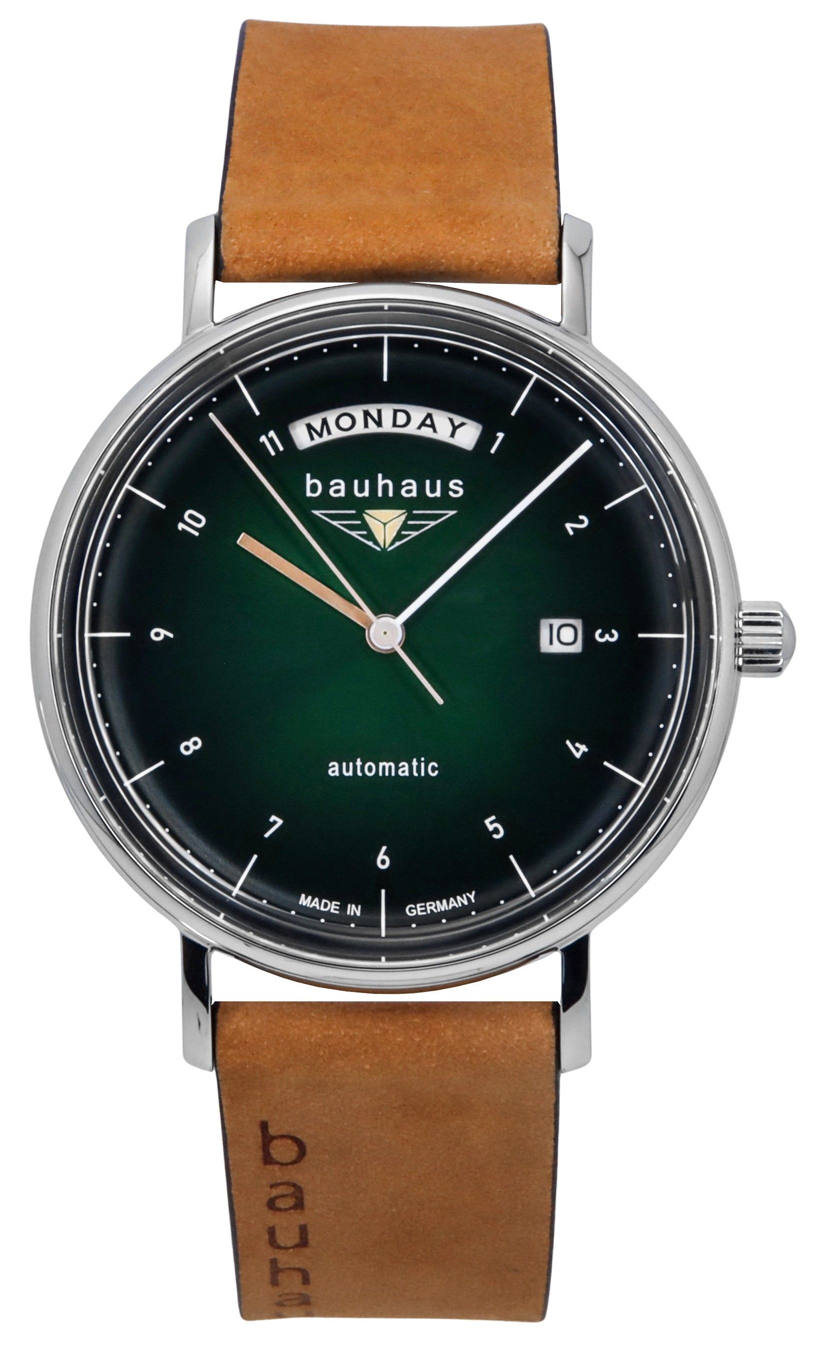 Bauhaus Classic Leather Strap Dark Green Dial Automatic 21624 Men's Watch