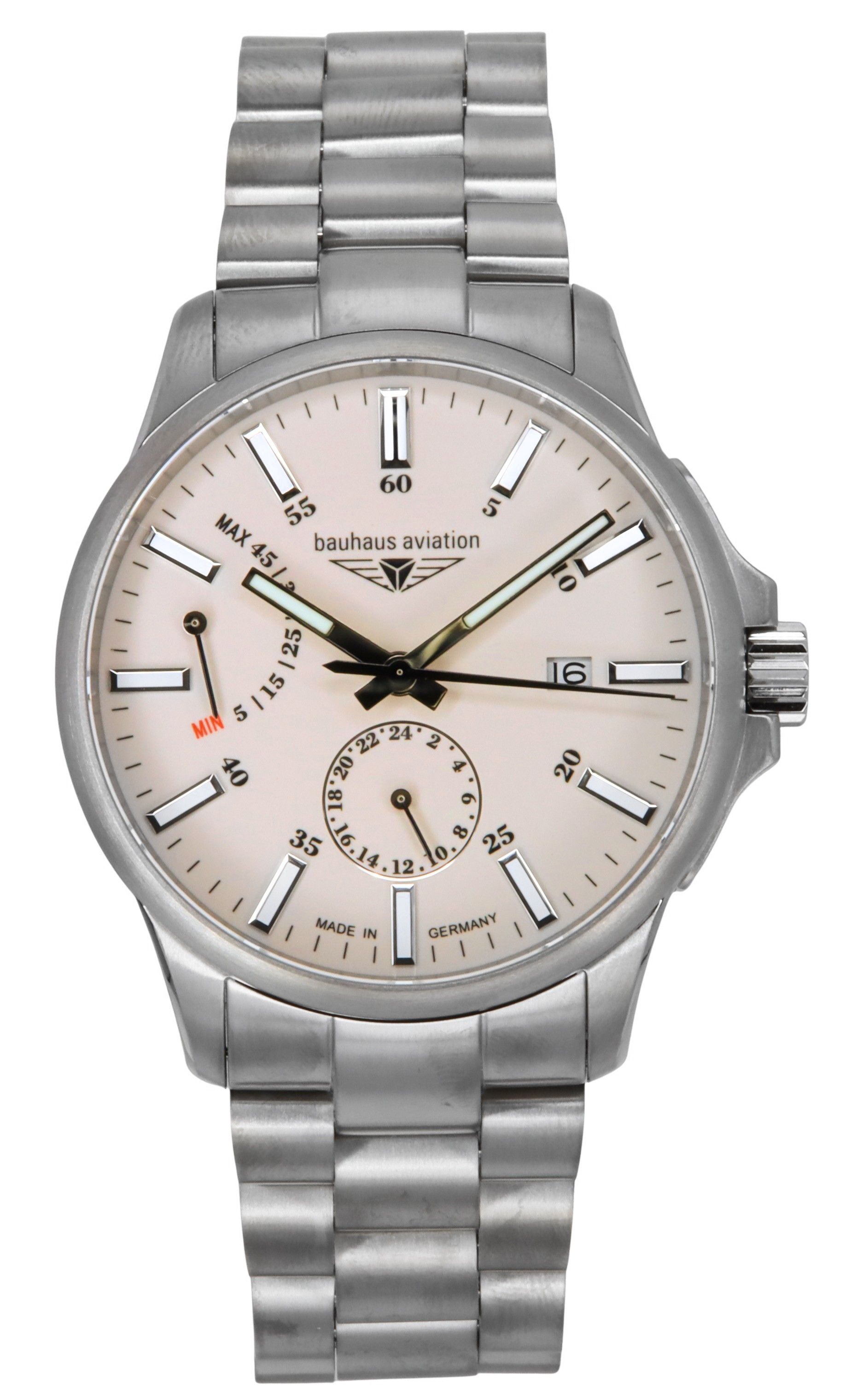 Bauhaus Aviation Titanium Full Luminous Beige Dial Automatic 2860M5 100M Men's Watch