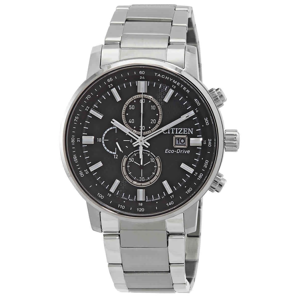 Citizen Eco-Drive Chronograph Stainless Steel Black Dial CA0840-87E ...