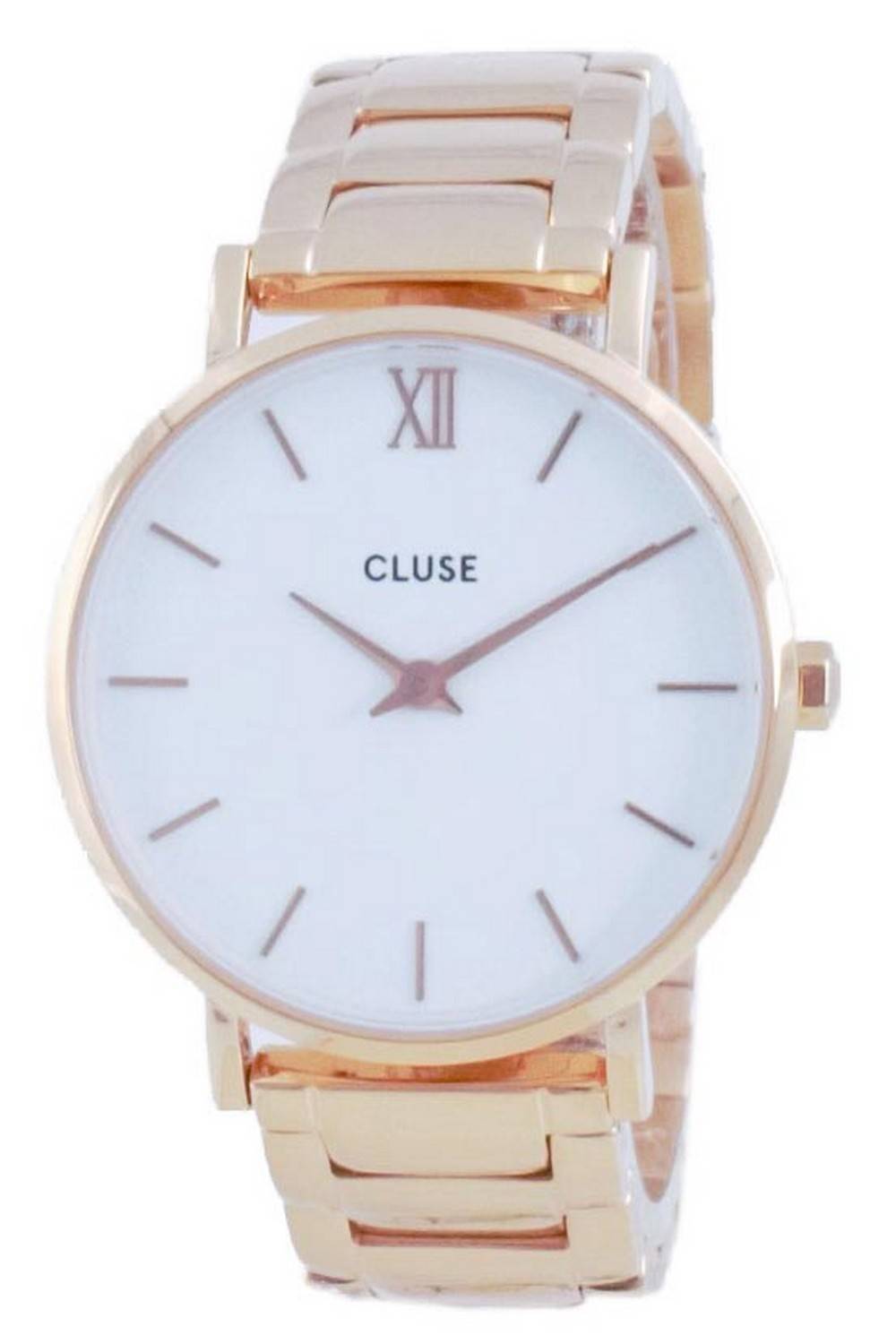 Cluse Minuit 3-Link White Dial Rose Gold Tone Stainless Steel Quartz CW0101203027 Women's Watch