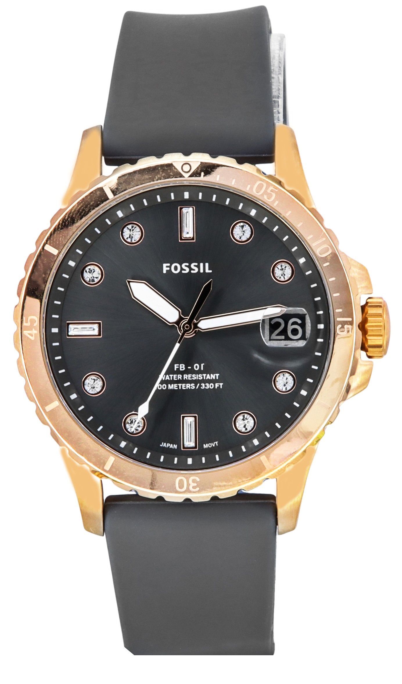 Fossil FB-01 Silicone Strap Grey Dial Quartz ES5293 100M Women's Watch