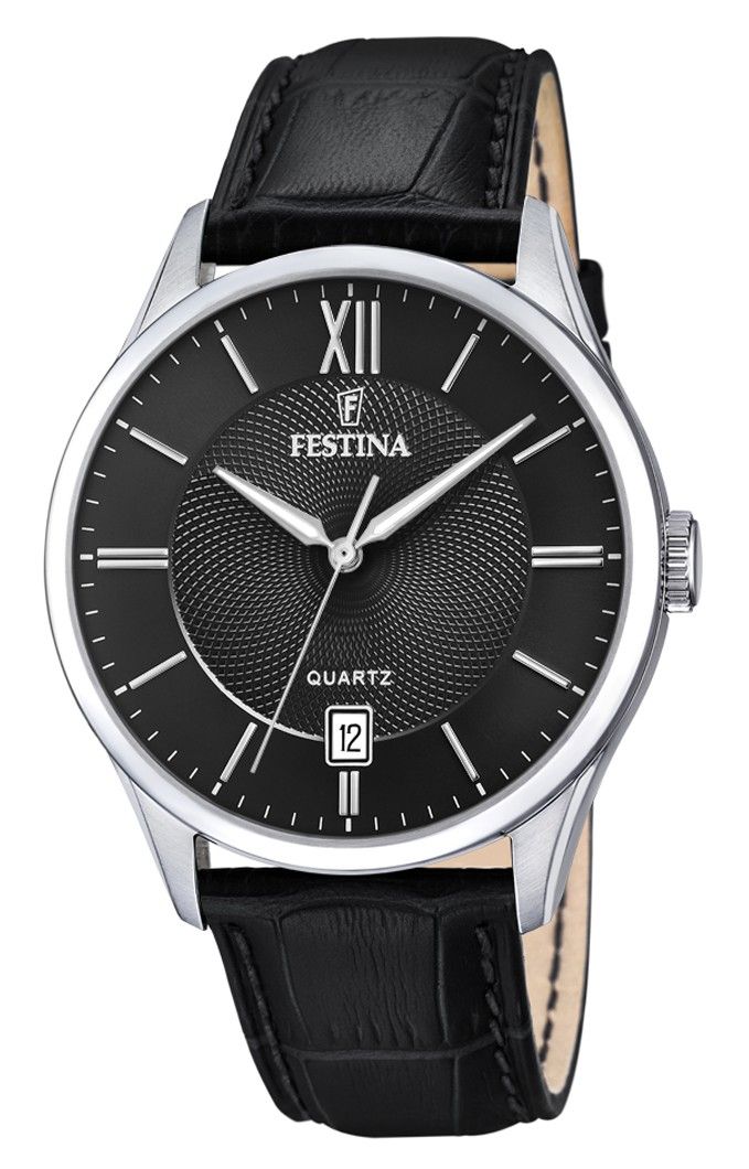 Festina Classics Leather Strap Black Dial Quartz F20426-3 Men's Watch