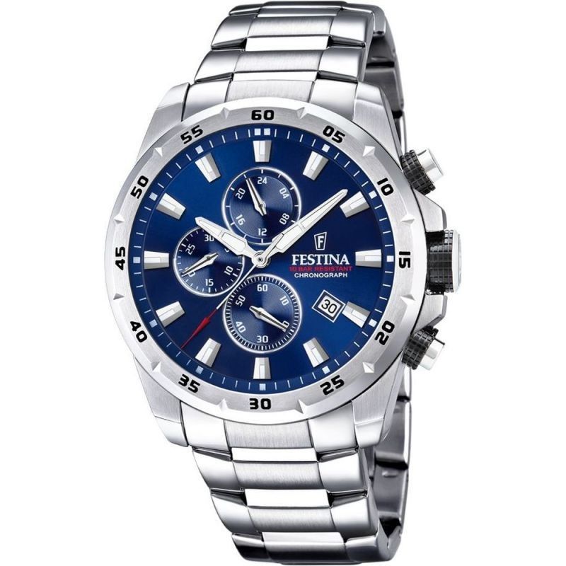 Festina Sport Chronograph Stainless Steel Blue Dial Quartz F20463-2 100M Men's Watch