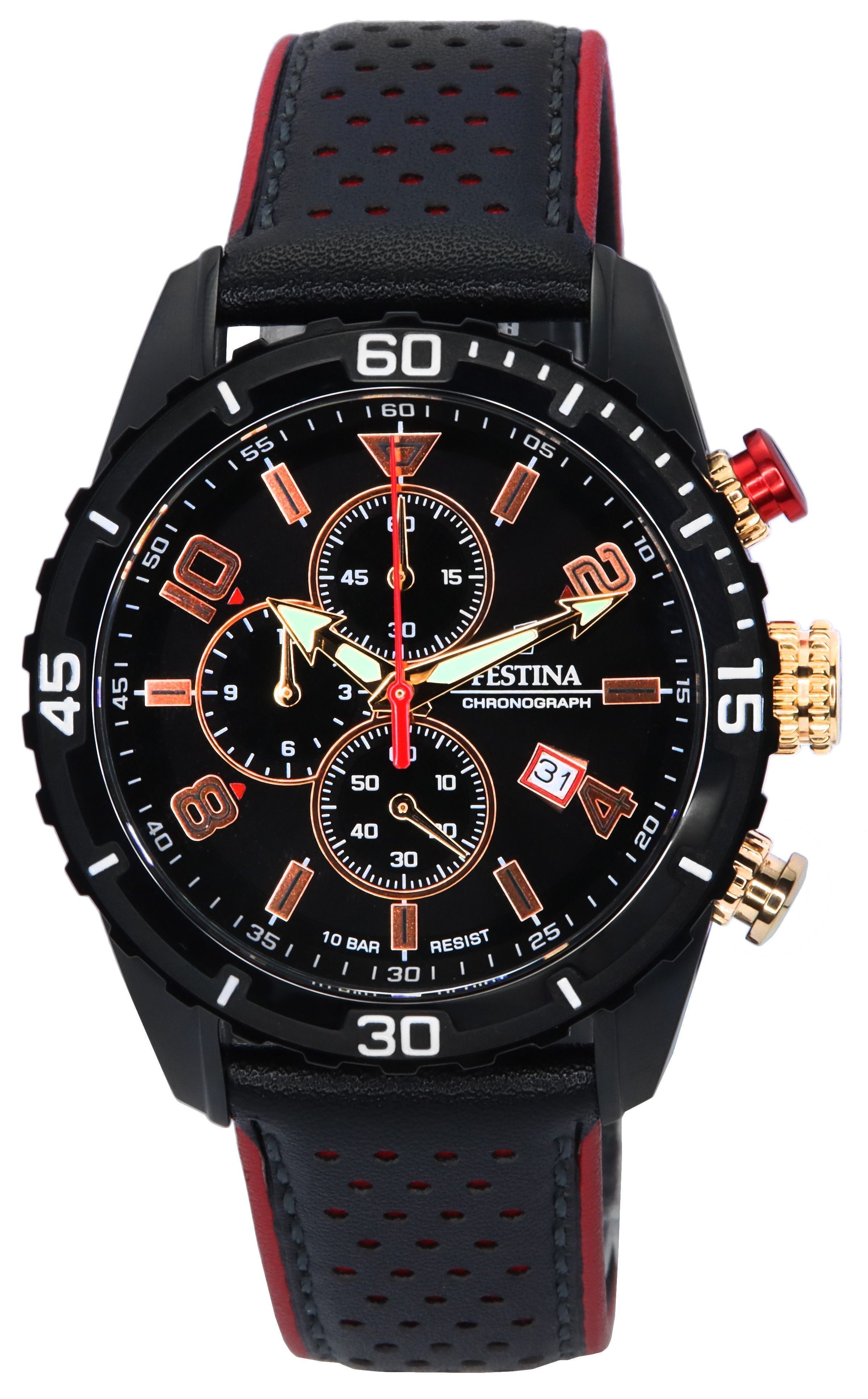 Festina Sport Chronograph Black Dial Quartz F20519-4 F205194 100M Men's Watch