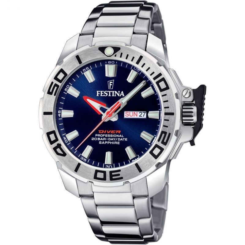 Festina Diver Stainless Steel Blue Dial Quartz F20665-1 200M Men's Watch