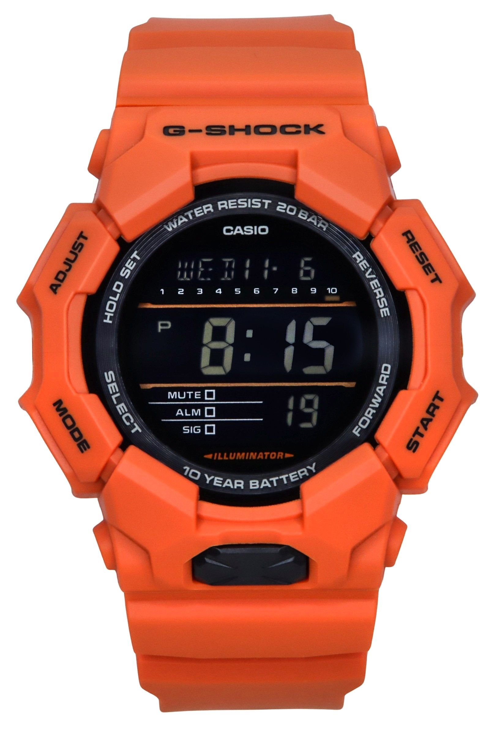 Casio G-Shock Digital Bio-Based Orange Resin Strap Black Dial Quartz GD-010-4 200M Men's Watch