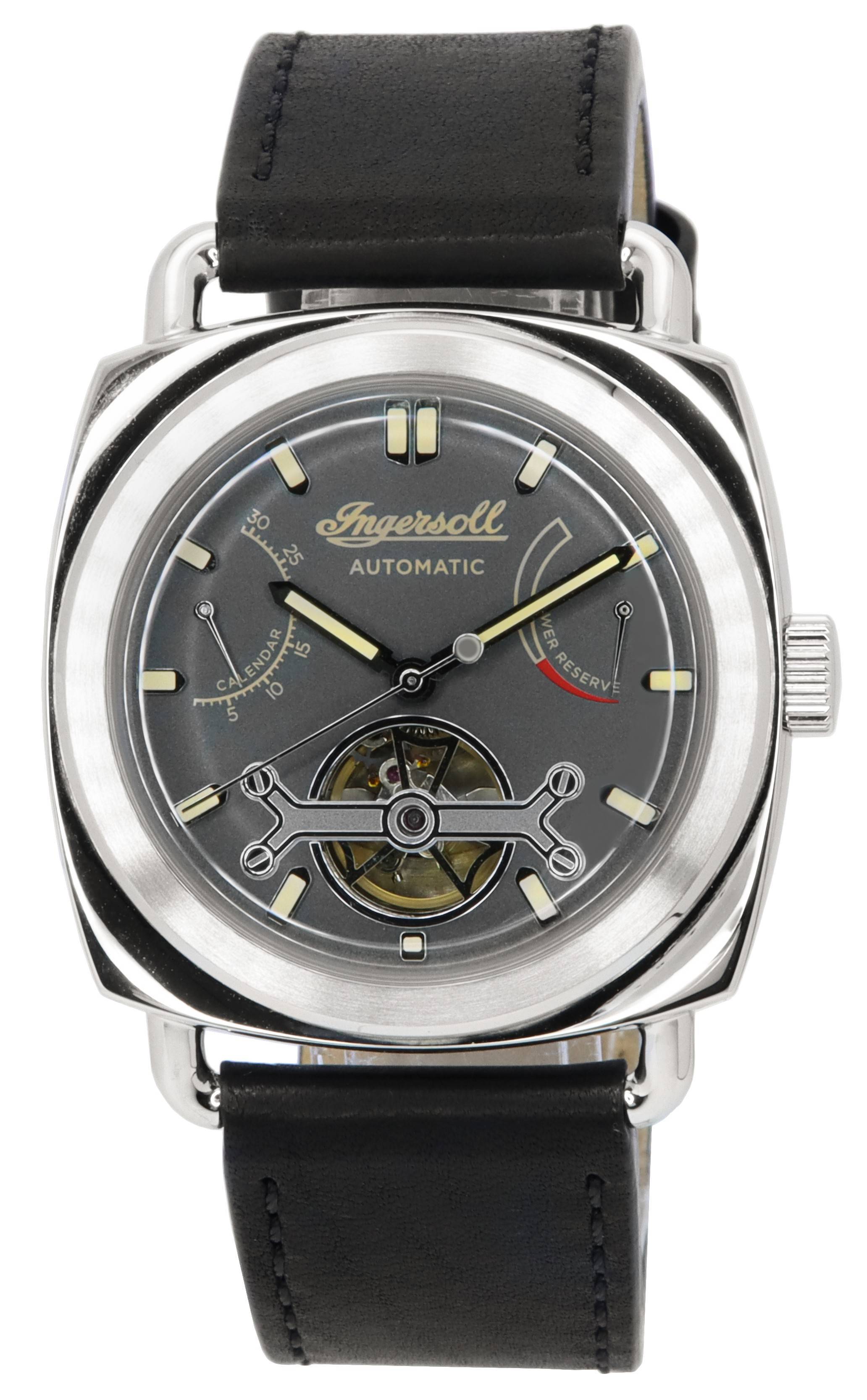 Ingersoll The Nashville Leather Strap Grey Open Heart Dial Automatic I13002 Men's Watch