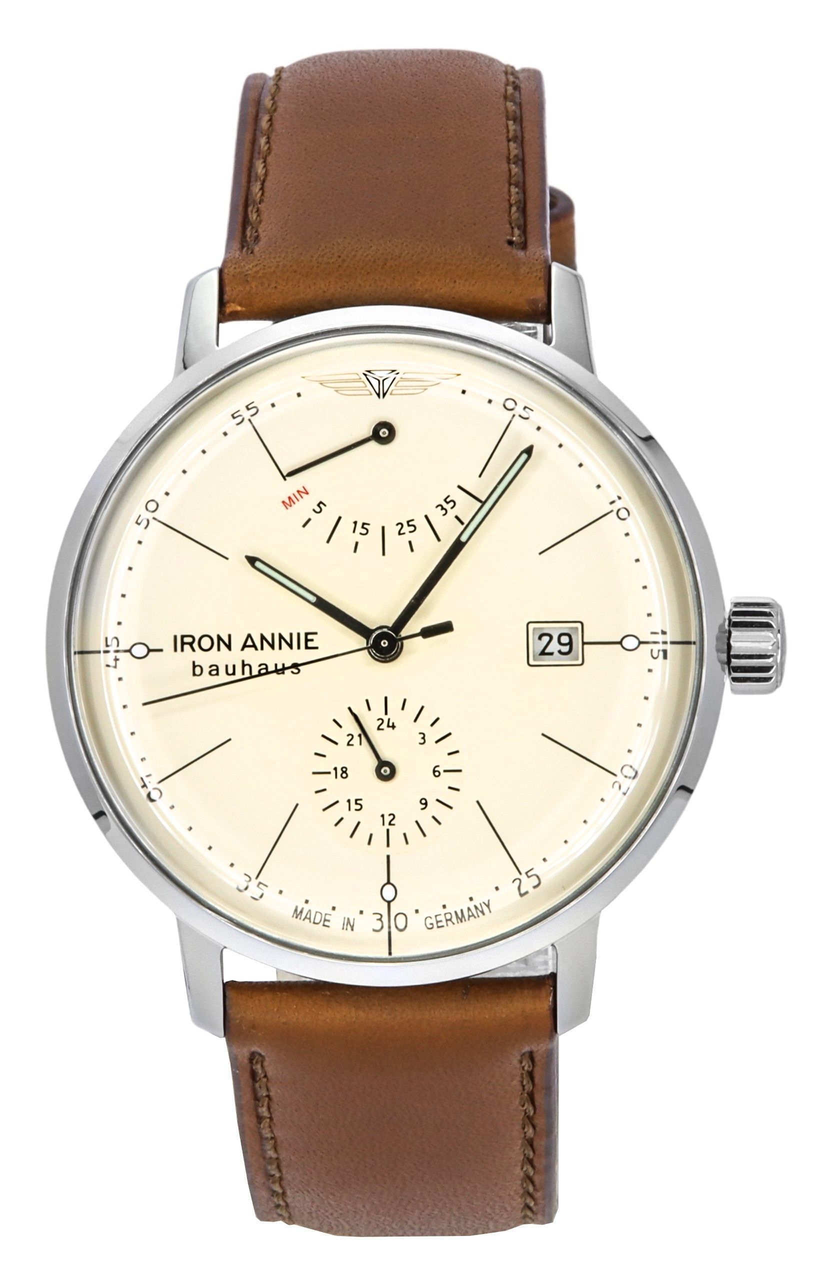 Iron Annie Bauhaus Leather Strap Beige Dial Automatic 50605 Men's Watch