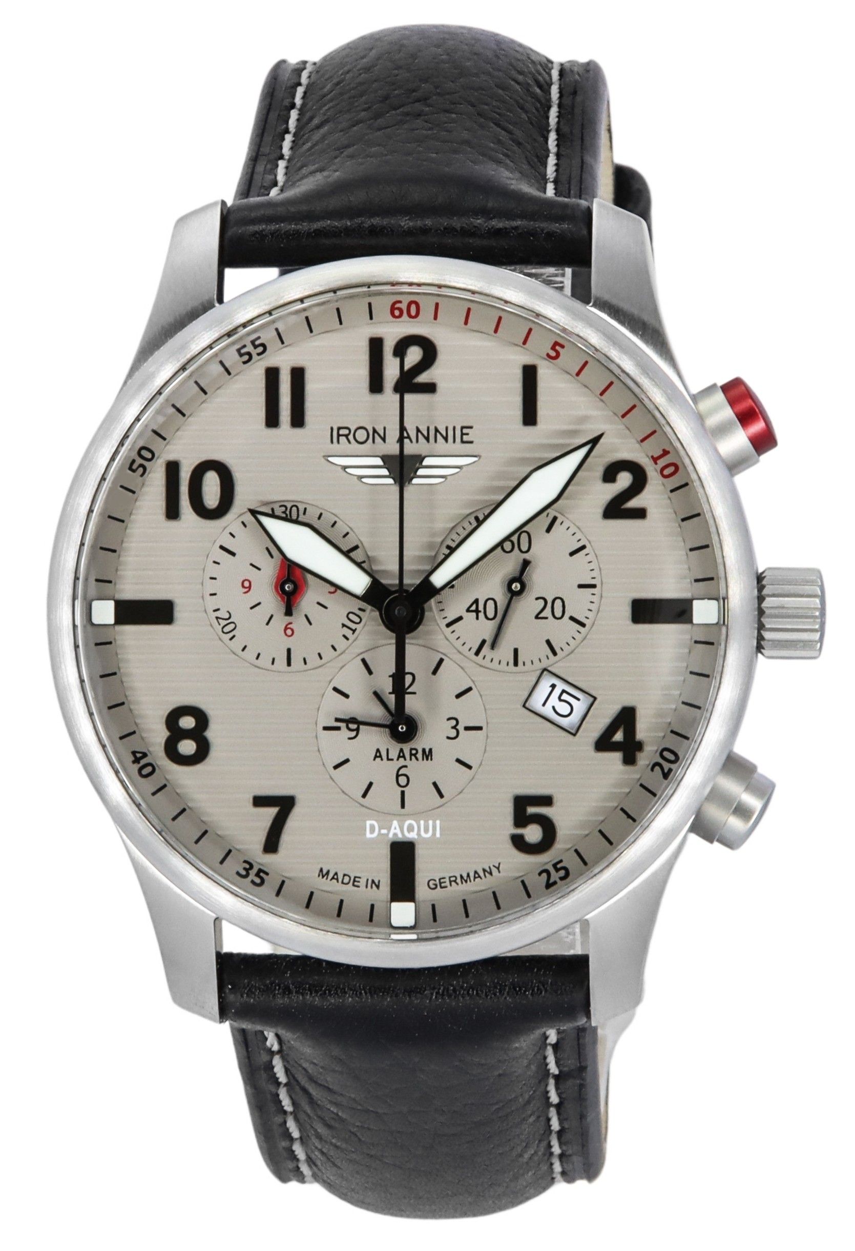 Iron Annie D-Aqui Chronograph Leather Strap Grey Dial Quartz 56844 100M Men's Watch