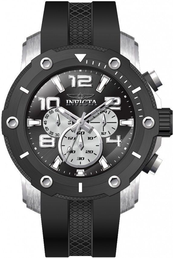 Invicta Pro Diver Chronograph Silicone Strap Black Dial Quartz 45739 100M Men's Watch