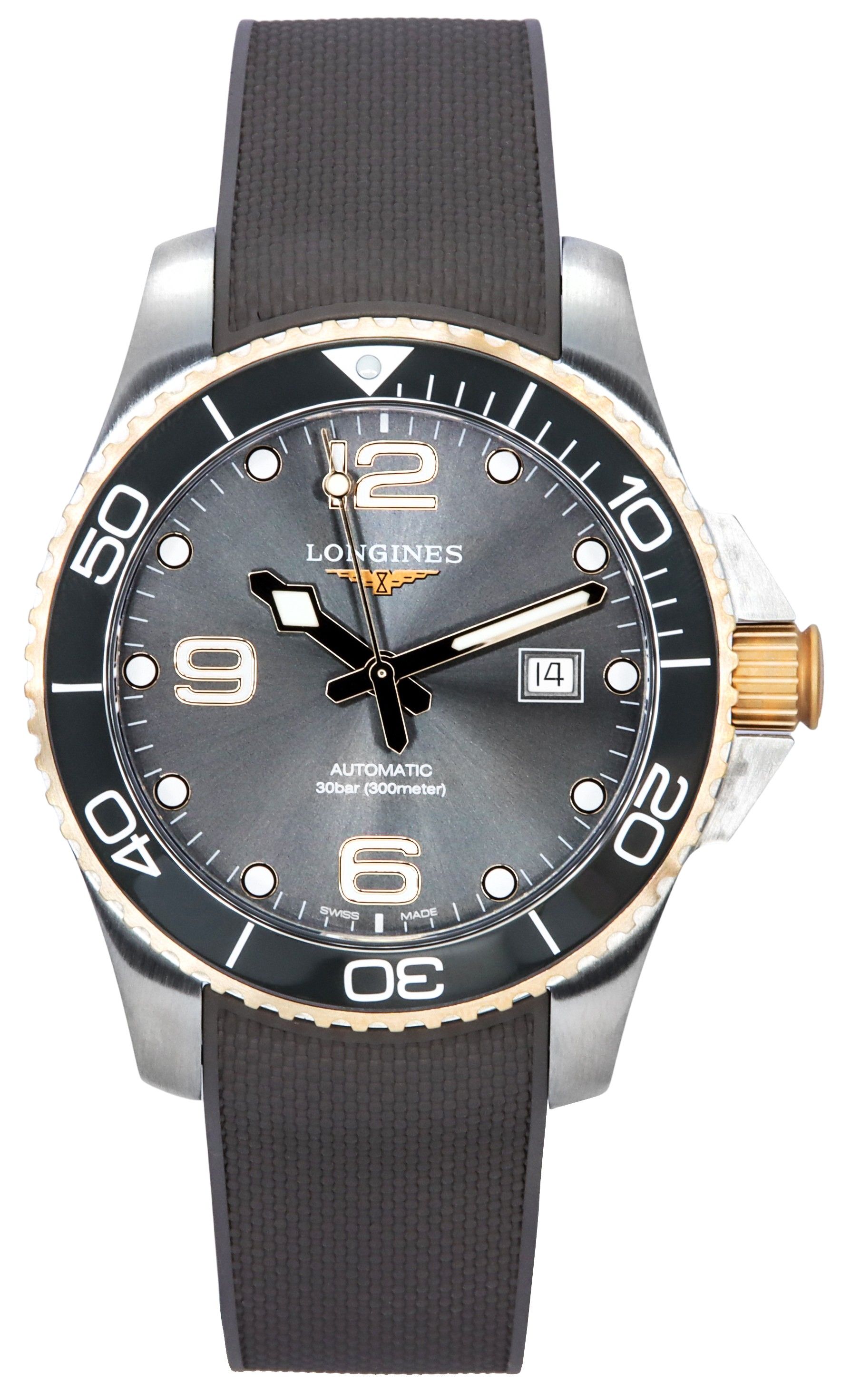 Longines HydroConquest Rubber Strap Sunray Grey Dial Automatic Diver's ...