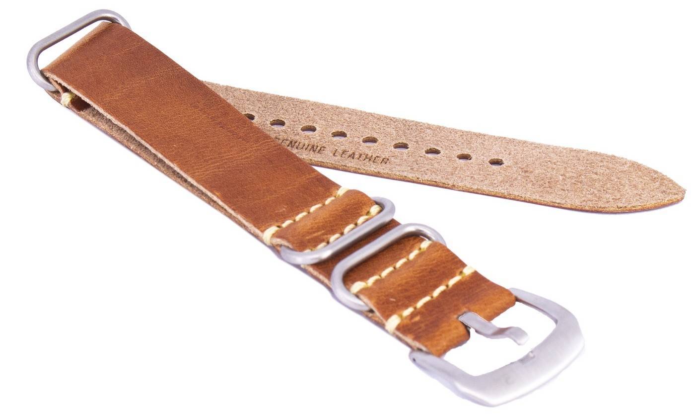 Brown Ratio Brand Leather Watch Strap 22mm