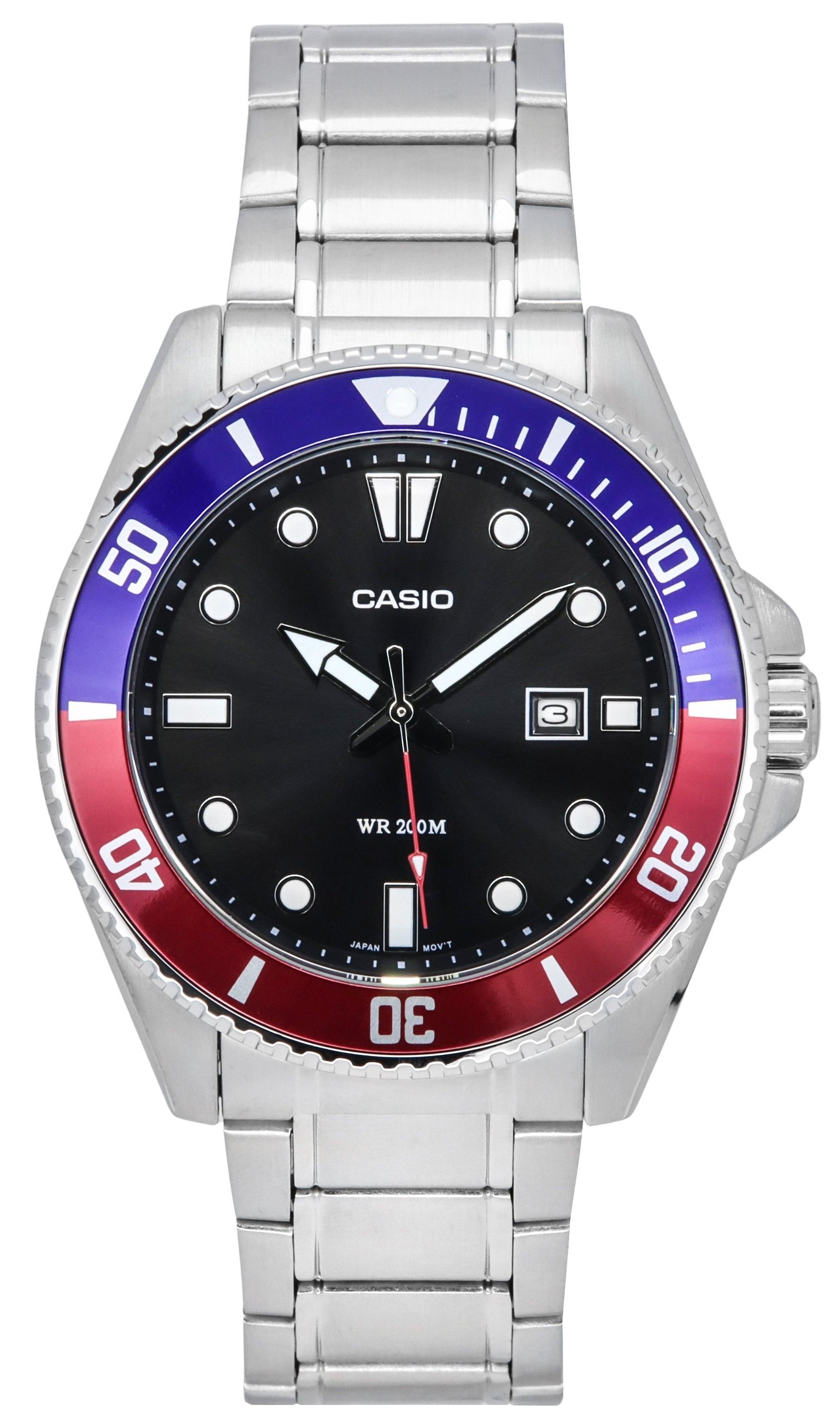 Casio Standard Analog Stainless Steel Black Dial Quartz MDV-107D-1A3 200M Men's Watch
