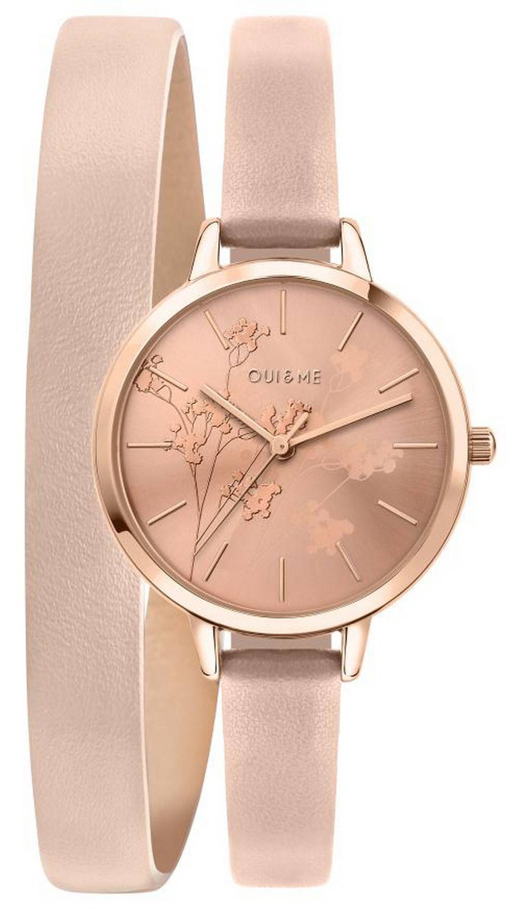 Oui & Me Petite Amourette Rose Gold Sunray Dial Leather Strap Quartz ME010049 Women's Watch