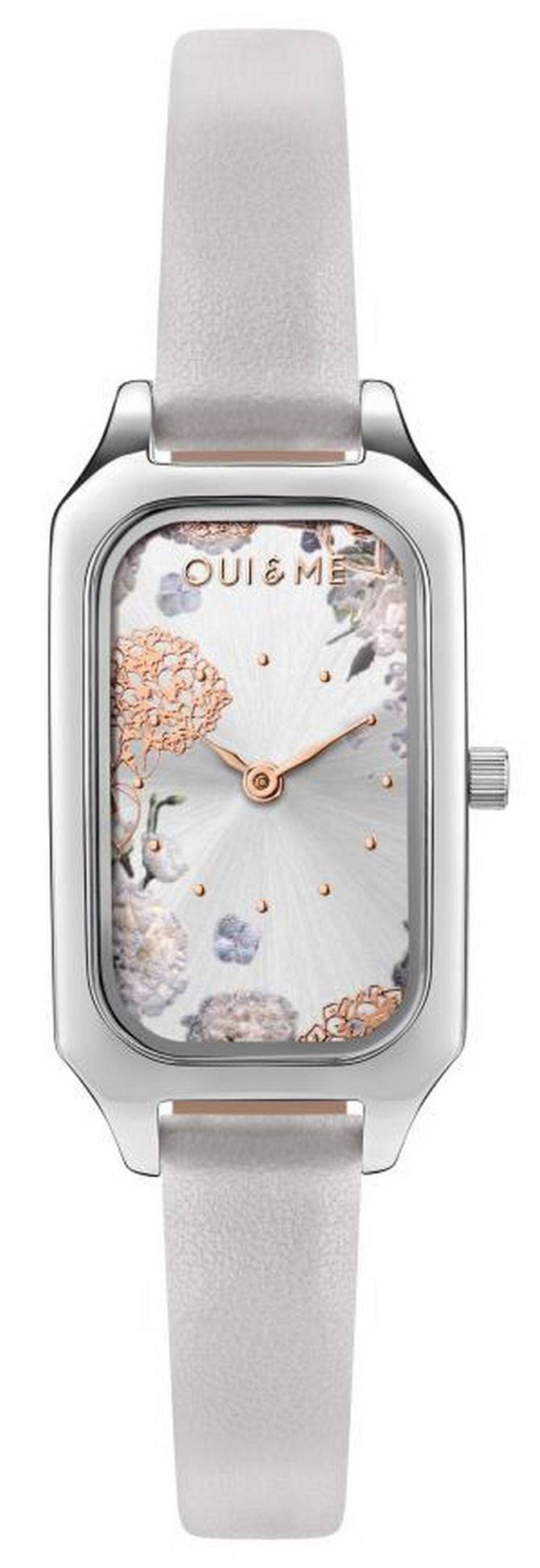 Oui & Me Finette Silver Sunray Dial Leather Strap Quartz ME010121 Women's Watch