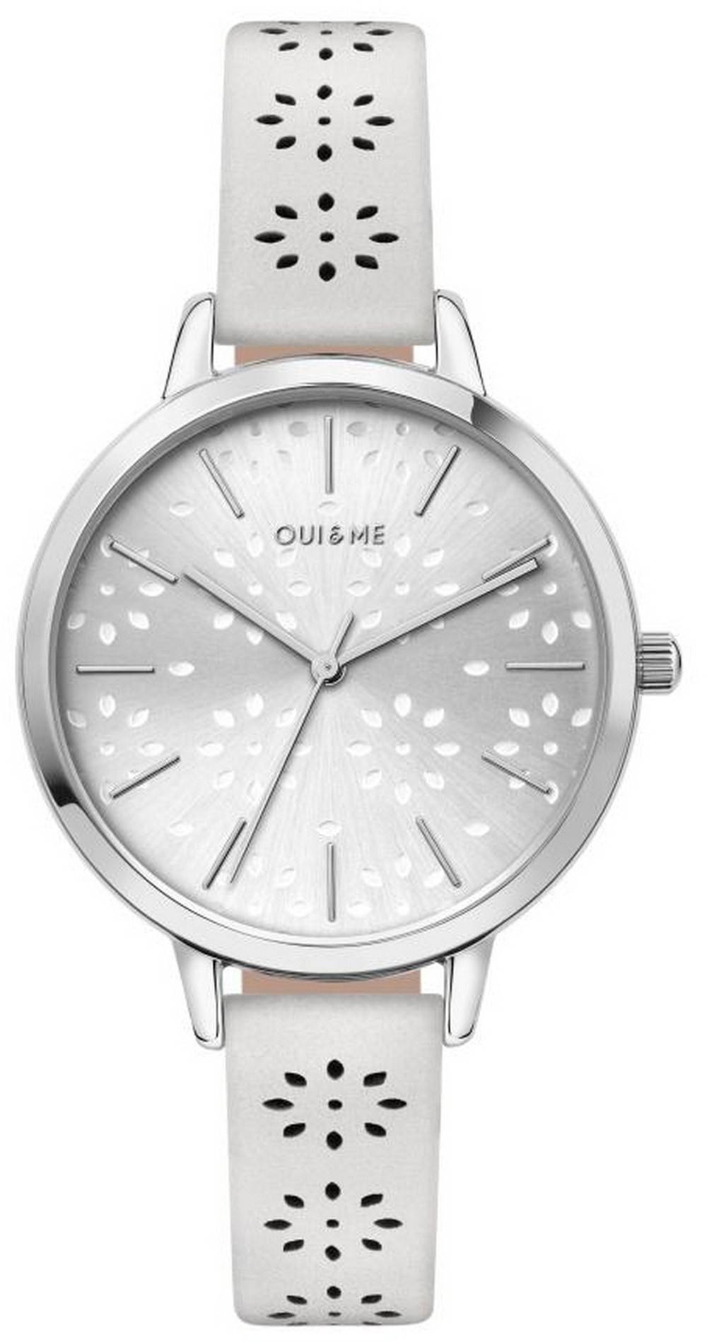 Oui & Me Amourette Silver Sunray Dial Leather Strap Quartz ME010148 Women's Watch