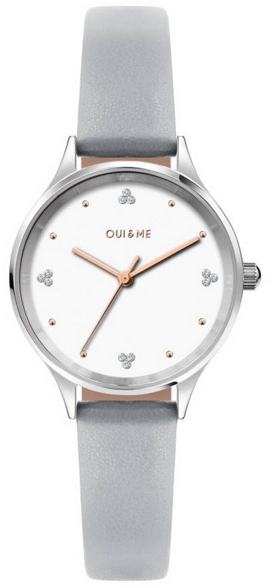 Oui & Me Bichette Crystal Accents White Dial Leather Strap Quartz ME010181 Women's Watch