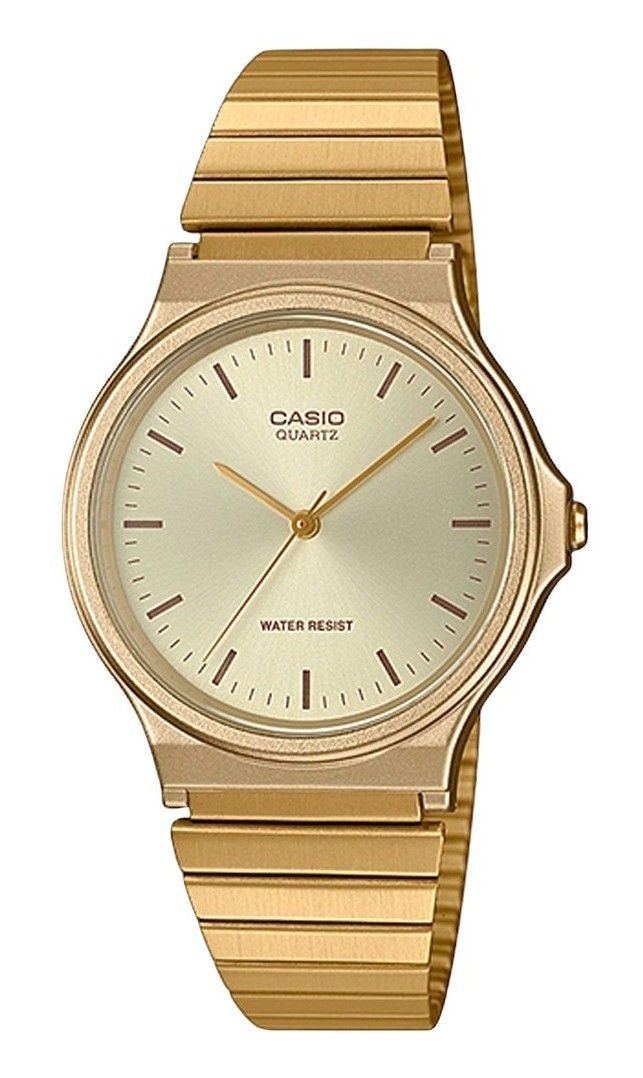 Casio Analog Gold Tone Stainless Steel Champagne Dial Quartz MQ-24G-9E Men's Watch