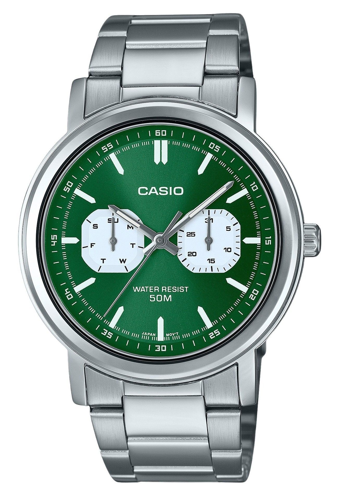 Casio Standard Analog Stainless Steel Green Dial Quartz MTP-E335D-3EV ...