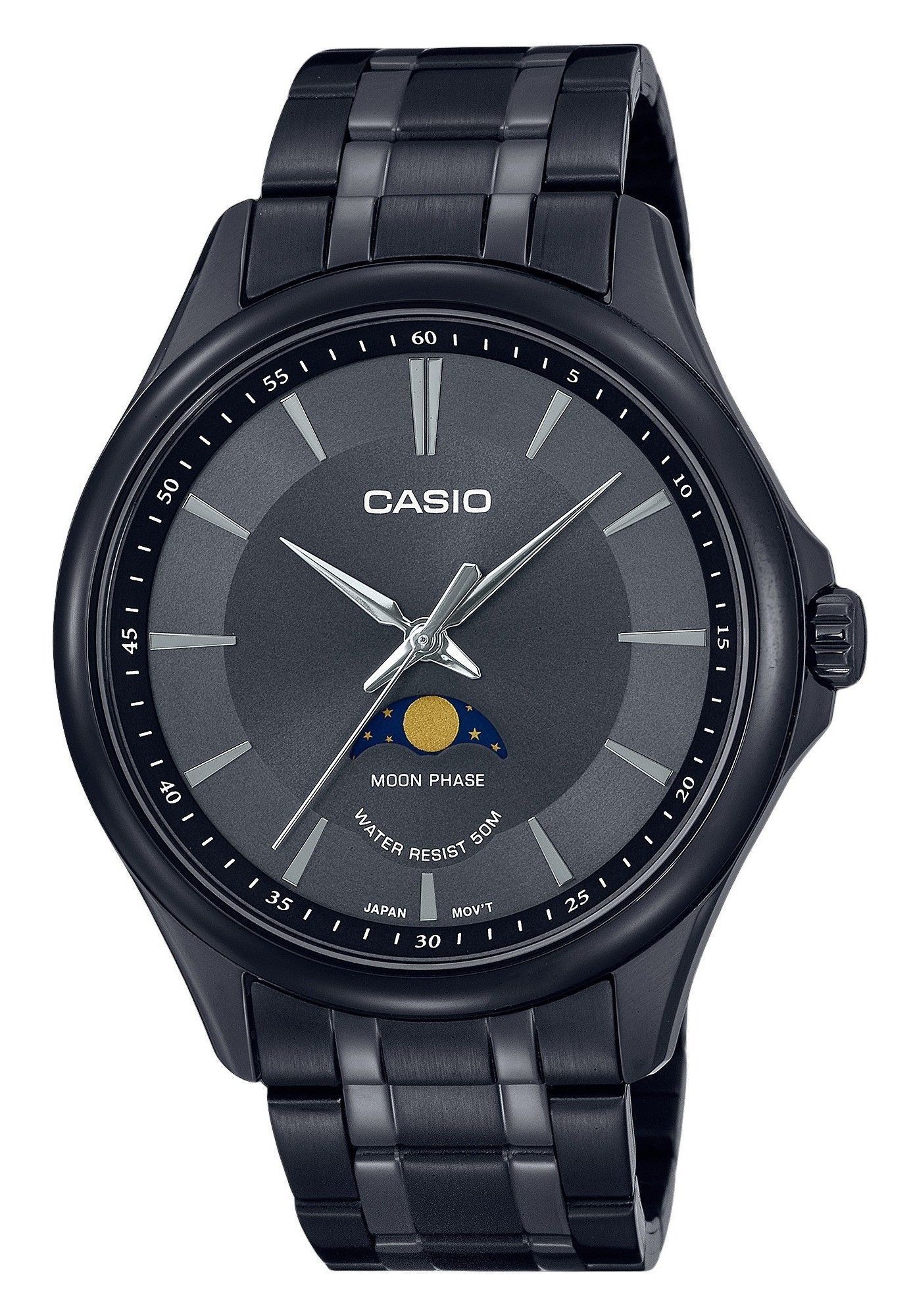 Casio Standard Analog Moon Phase Black Dial Quartz MTP-M100B-1A Men's Watch