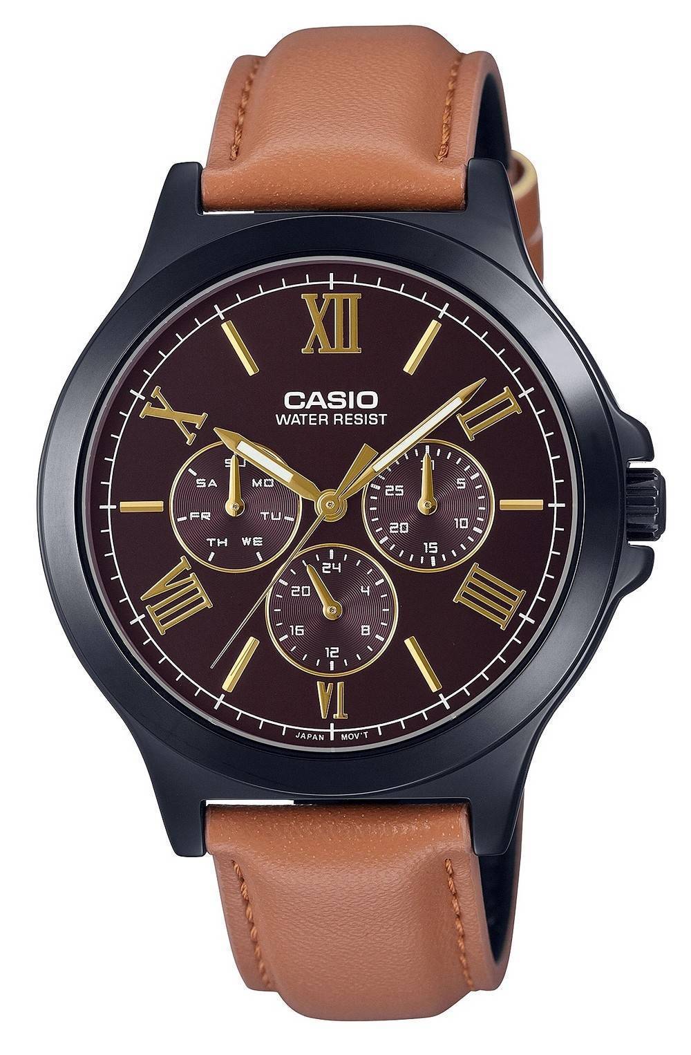 Casio Chronograph Leather Strap Analog MTP-V300BL-5A MTPV300BL-5 Men's Watch