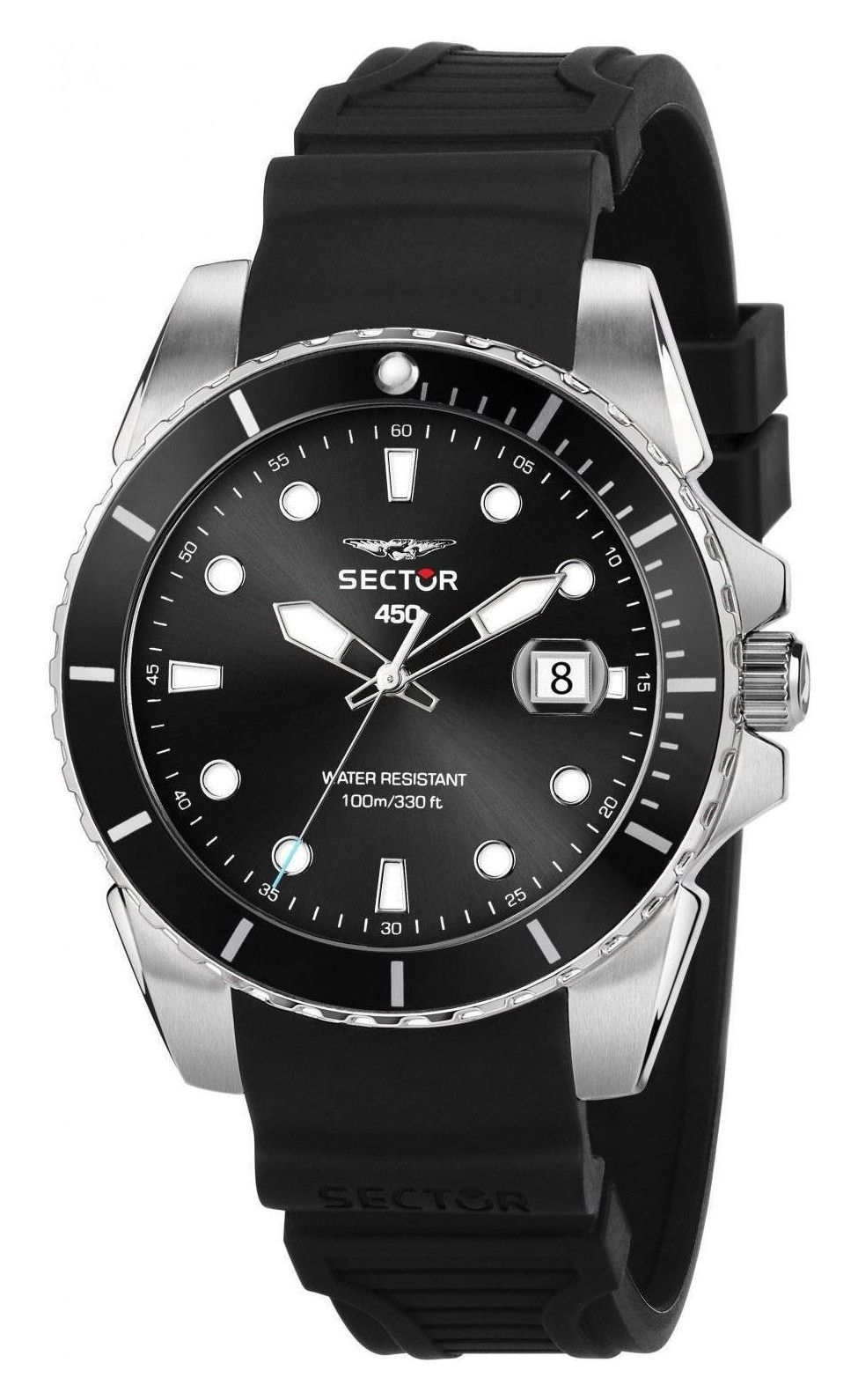 Sector 450 Silicone Strap Black Dial Quartz R3251276002 100M Men's Watch