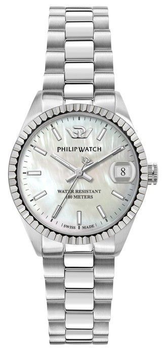 Philip Watch Swiss Made Caribe Stainless Steel White Dial Quartz R8253597581 100M Women's Watch