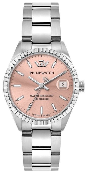 Philip Watch Swiss Made Caribe Urban Stainless Steel Pink Dial Quartz R8253597587 100M Women's Watch
