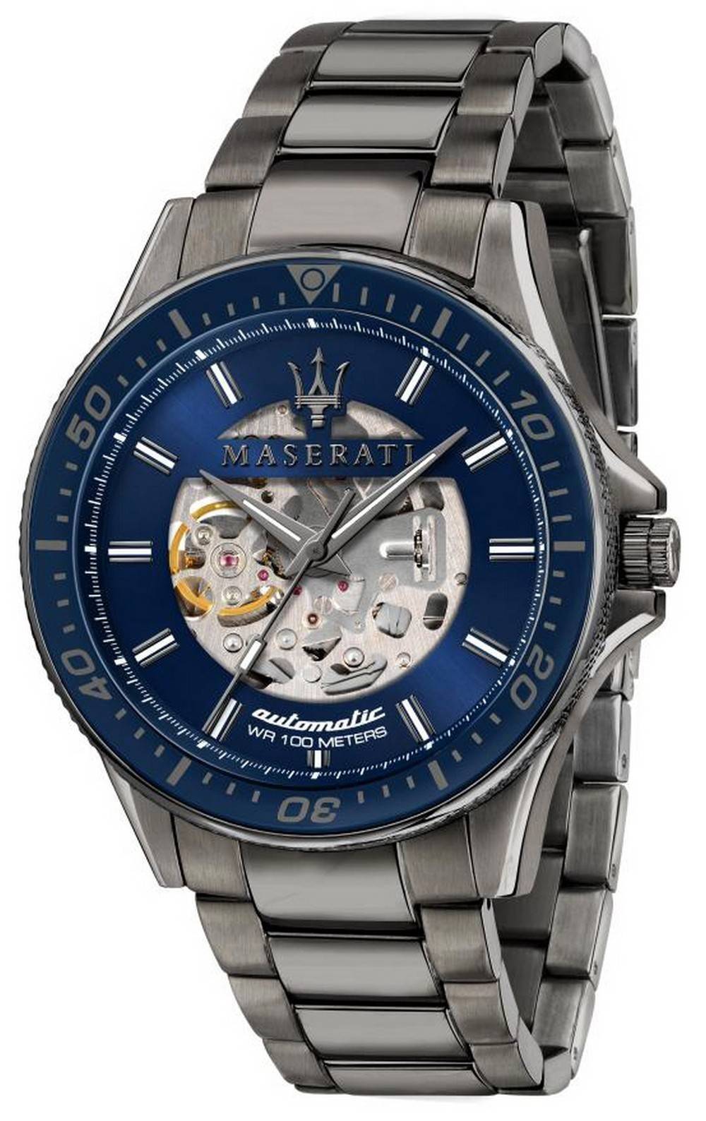 Maserati Sfida Skeleton Blue Dial Stainless Steel Automatic R8823140001 100M Men's Watch