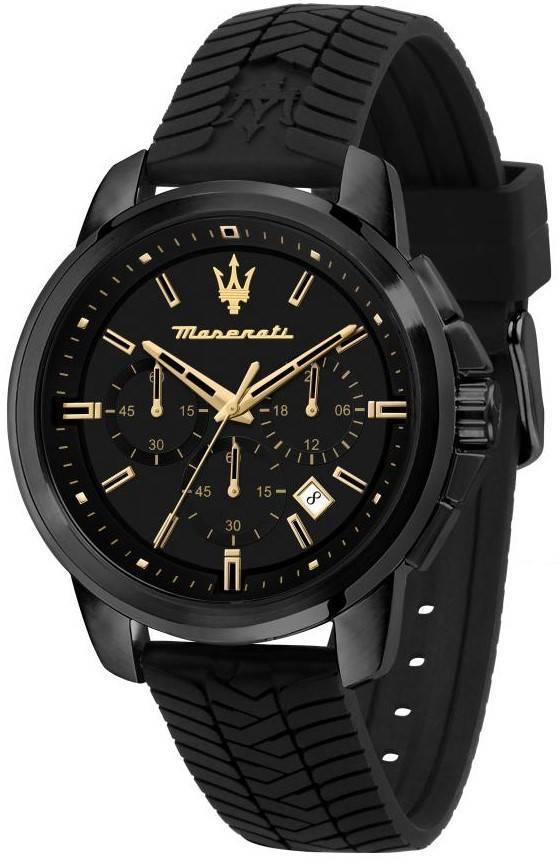 Maserati Successo Chronograph Silicone Strap Black Dial Quartz R8871621011 Men's Watch