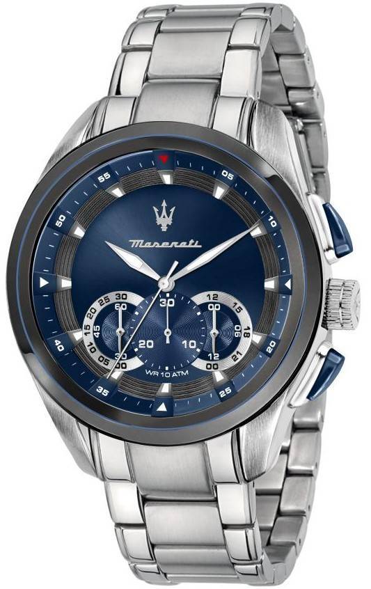 Maserati Traguardo Chronograph Stainless Steel Blue Dial Quartz R8873612014 100M Men's Watch