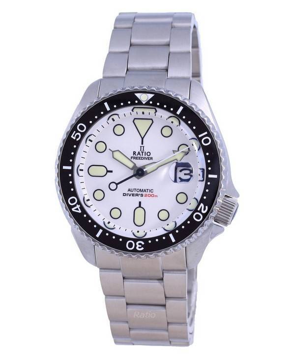 Ratio FreeDiver White Dial Sapphire Crystal Stainless Steel Automatic RTB209 200M Men's Watch