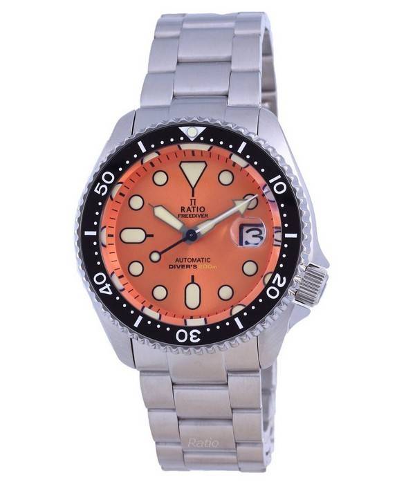 Ratio FreeDiver Orange Dial Sapphire Crystal Stainless Steel Automatic RTB214 200M Men's Watch