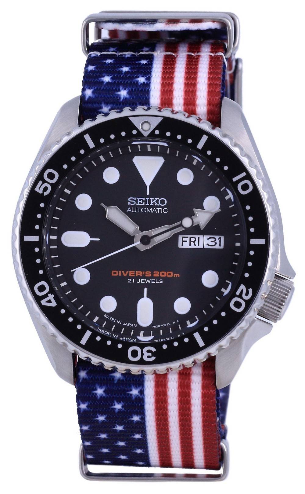 Đồng hồ nam Seiko Automatic Diver's Polyester SKX007J1-var-NATO27 200M Nhật  Bản vi