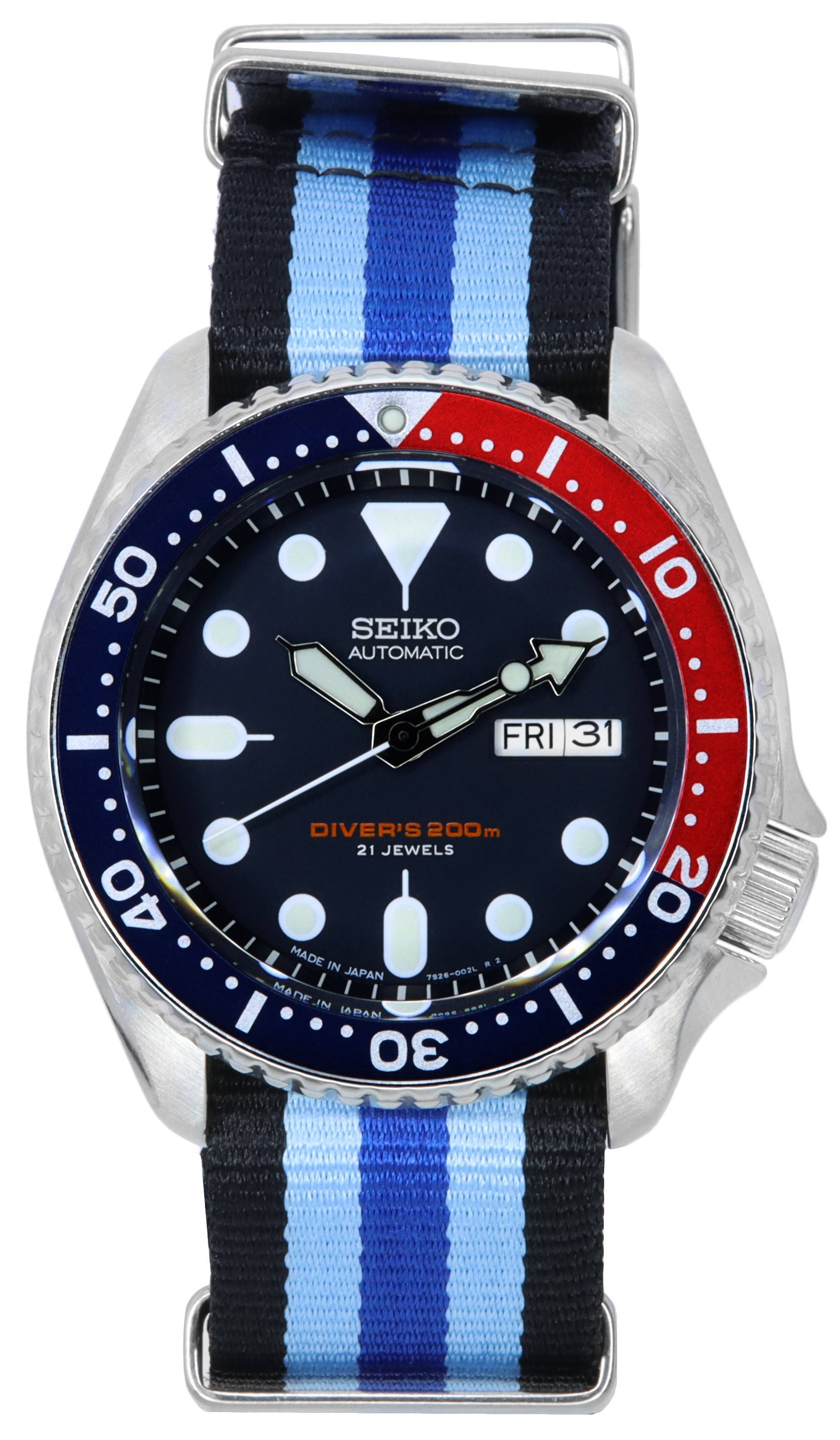 Đồng hồ nam Seiko Blue Dial Automatic Diver's SKX009J1-var-NATO20 200M vi