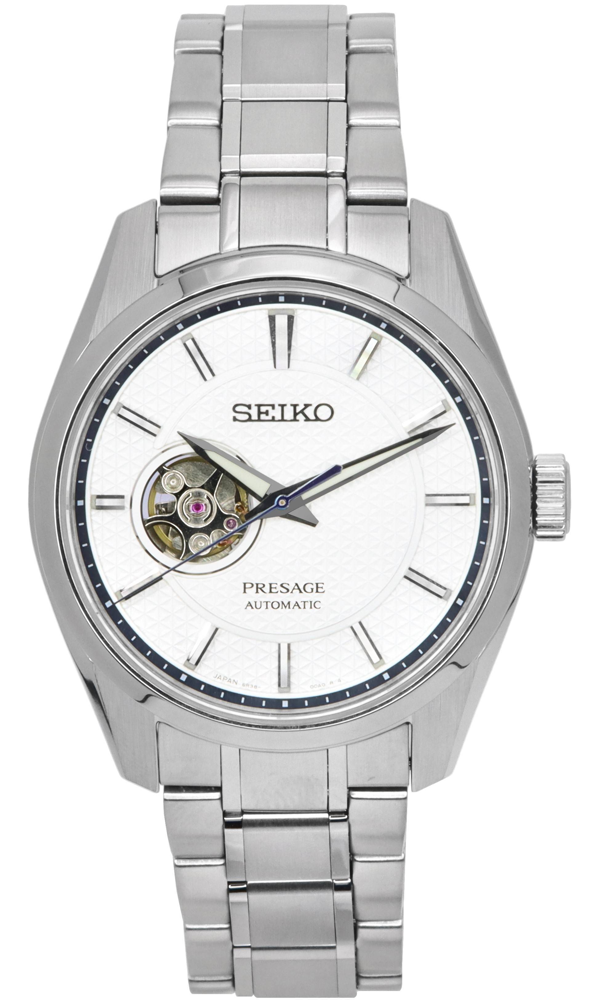 Đồng hồ đeo tay nam Seiko Presage Sharp Edged Open Heart White Dial  Automatic SPB309 SPB309J1 SPB309J 100M vi