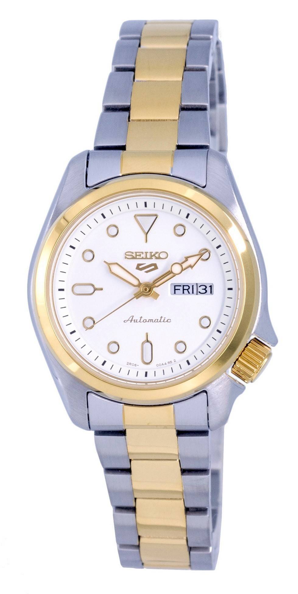 Đồng hồ Seiko 5 Sports Hai tông màu thép không gỉ Mặt số màu trắng tự động  SRE004 SRE004K1 SRE004K 100M Đồng hồ nữ vi